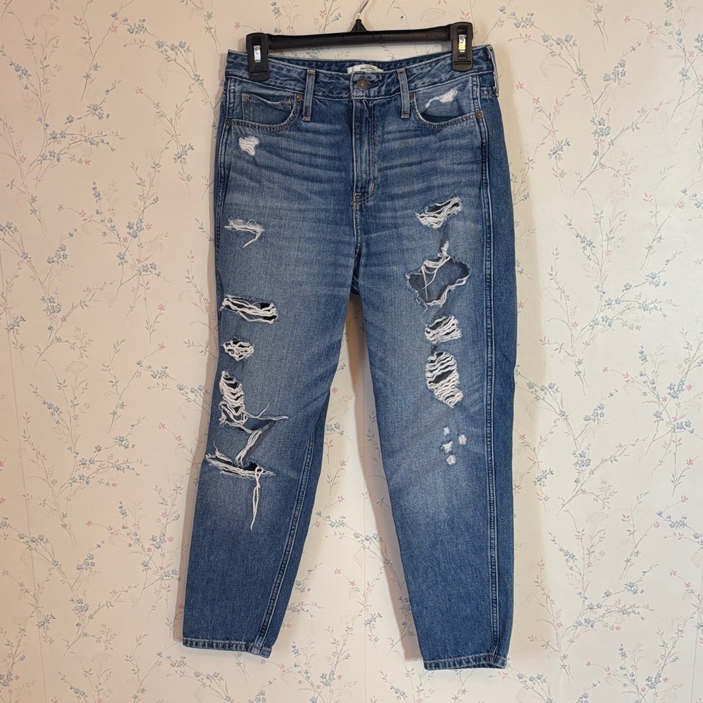 Abercrombie & Fitch Ripped Blue Ankle Jeans